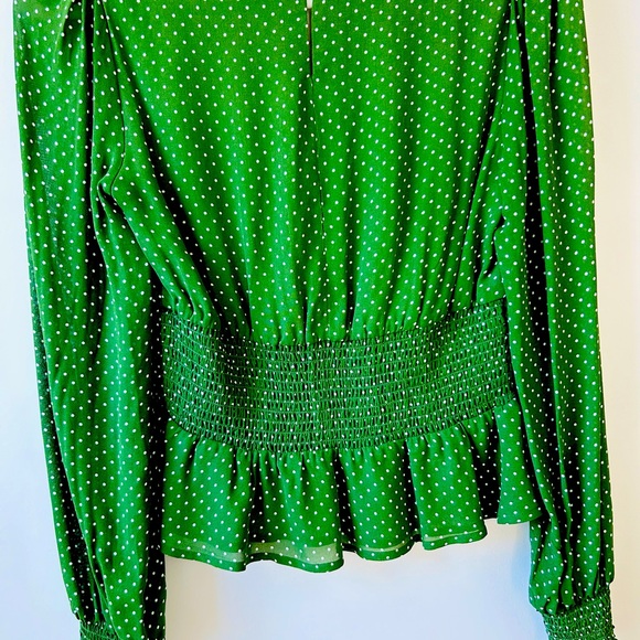 Reformation Hearth Long Sleeve Top Size 6 Peat (Green Polka Dot) - Picture 8 of 15